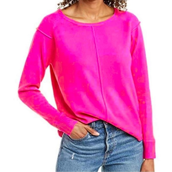 French Connection Babysoft Crew neck Jumper Sweater Bright Prosecco Pink sz LG - Picture 1 of 6